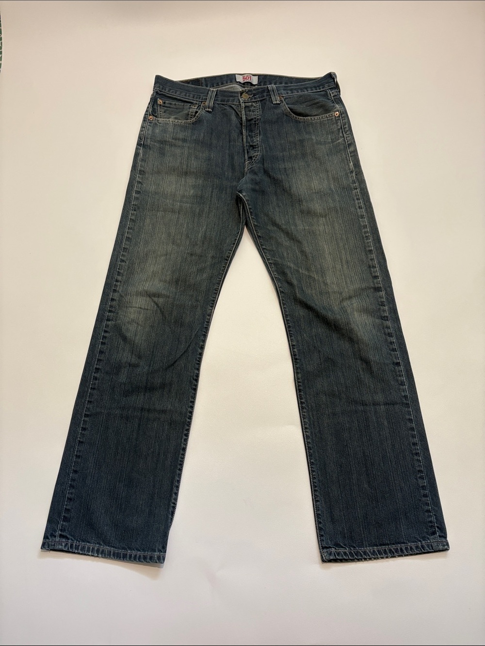 Levi's 501 Men's Straight Leg Button-Gly Jeans - Faded Blue Wash